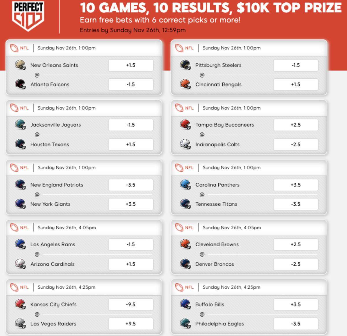 SI Sportsbook’s Perfect 10 challenge*